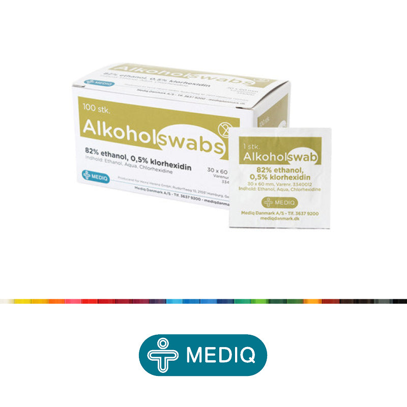 Alkoholswab, 82% ethanol, 0,5% klorhexidin, 30x60 mm, 100 pcs